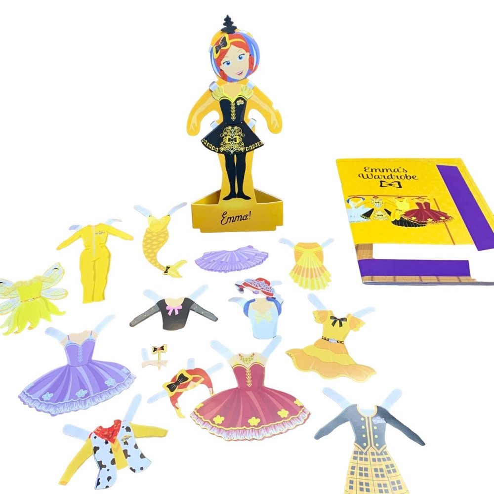 EMMA WIGGLE The Wiggles Dress Up Emma Paper Doll & Clothing Wardrobe Dressups